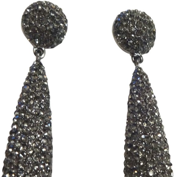 KENNETH JAY LANE-PAVE CRYSTAL LONG EARRING - Picture 5 of 10